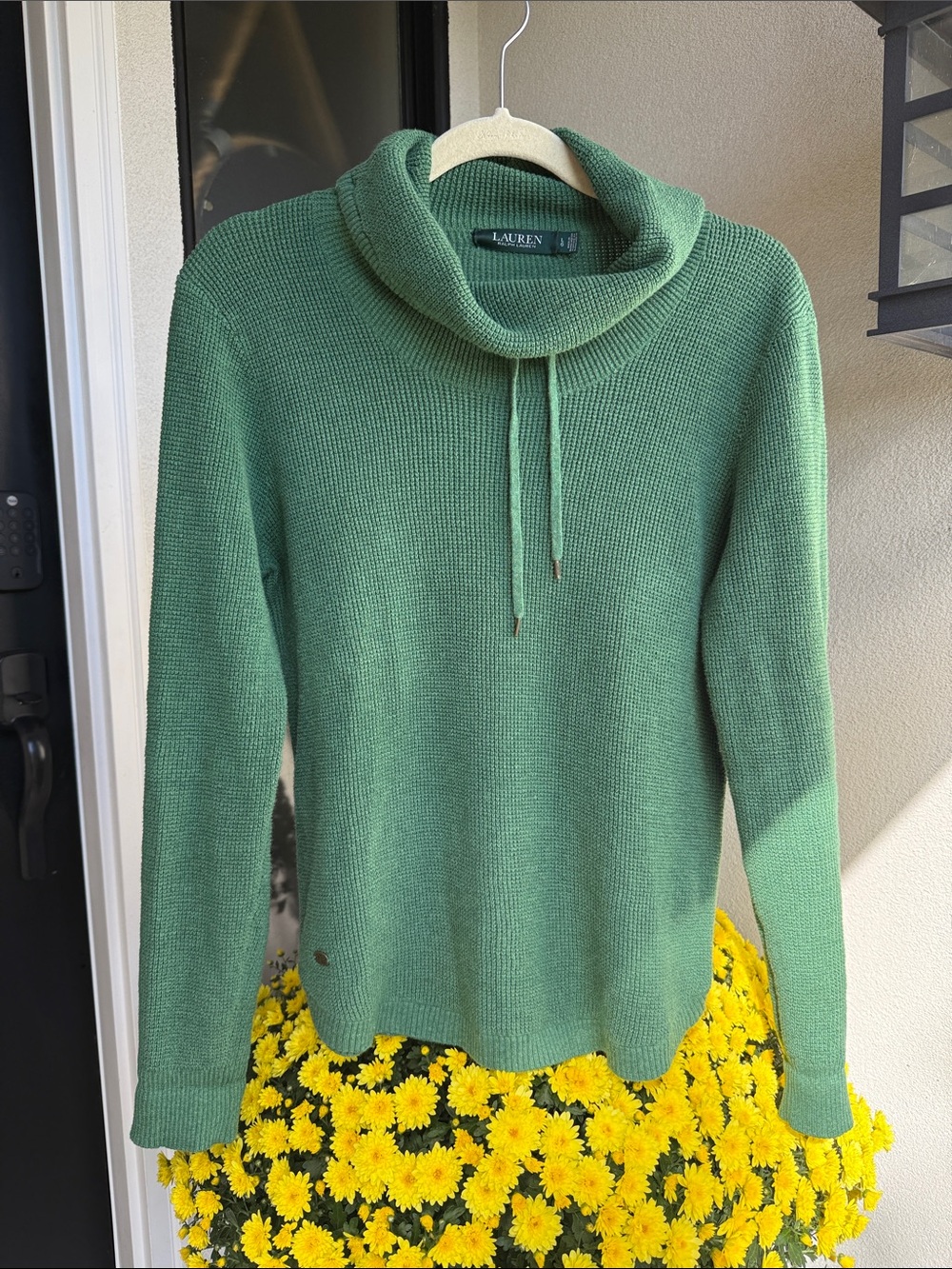 LRL Lauren, Ralph Lauren Waffle Knit Cowlneck Pullover Sweater Medium